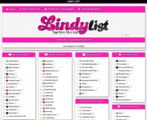 Review screenshot Lindylist.org