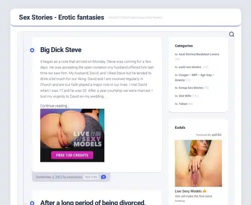 Uno screenshot della recensione di SexStoriesPlus