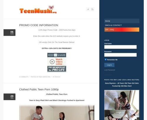 Review screenshot Teenmushi.org