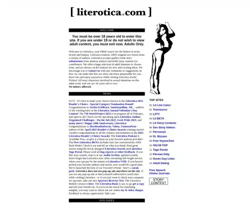Uma captura de tela de revisão do Literotica