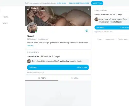 A Review Screenshot of Blake Bloom OnlyFans