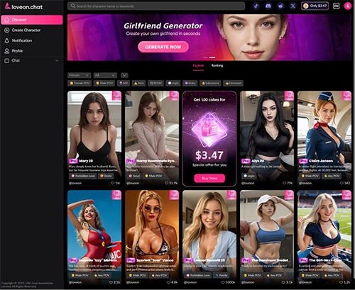 Review screenshot Loveon.chat